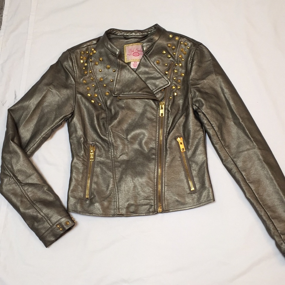 Pink Envelope Faux Leather Moto Jacket